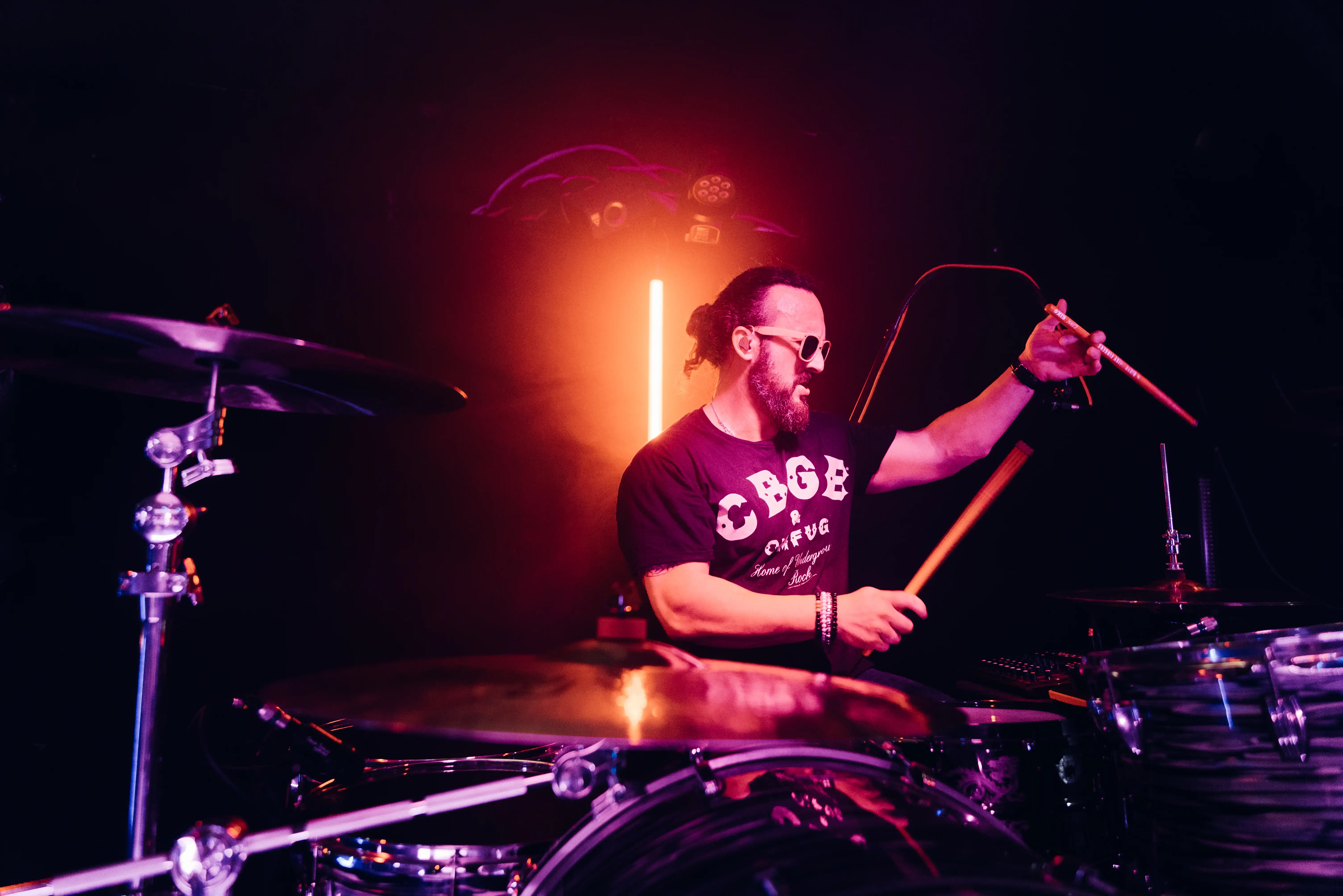 Lion joue de la batterie